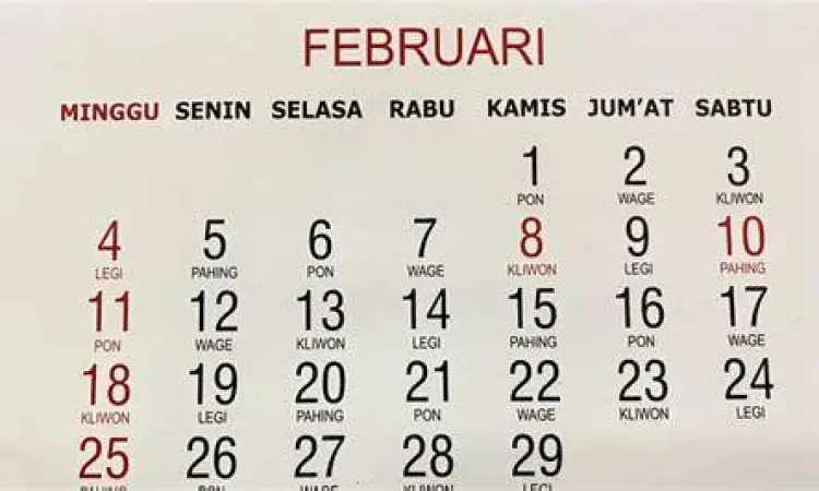 Kalender Tahun Kabisat Kalender bulan Februari pada tahun kabisat dengan tanggal 29