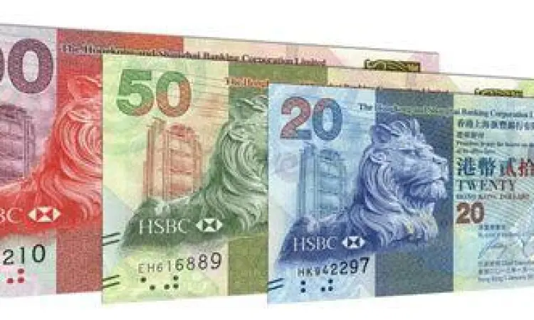 Uang kertas HKD di tempat penukaran valuta asing