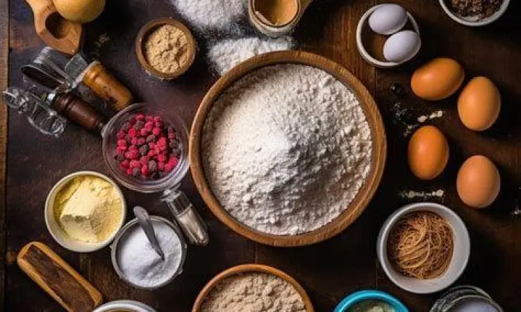 Bahan-Bahan Kuliner Berbagai bahan kue di atas meja dapur