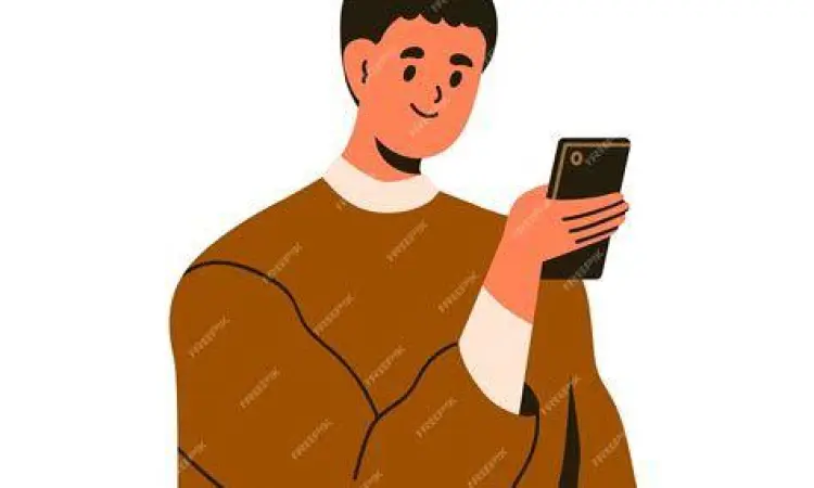 Membaca di Smartphone Seseorang membaca artikel melalui smartphone dengan nyaman