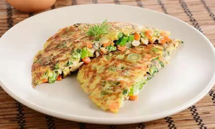 Telur dadar dengan campuran sayuran hijau