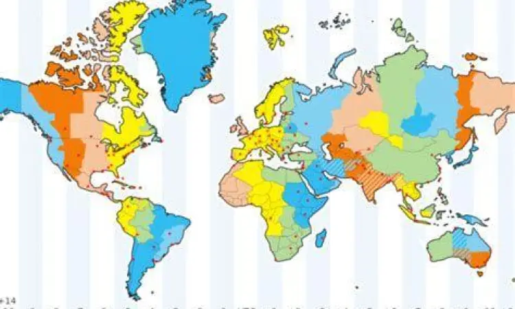 Peta Zona Waktu Global Peta zona waktu dunia modern