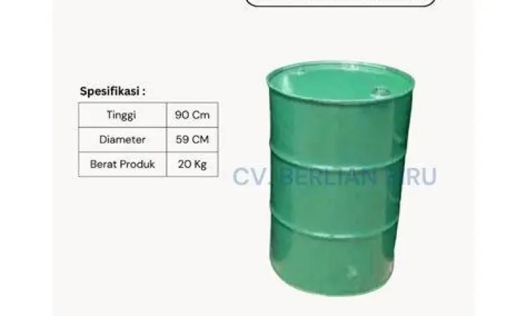 Drum Besi Standar Visualisasi drum besi standar kapasitas 200 liter