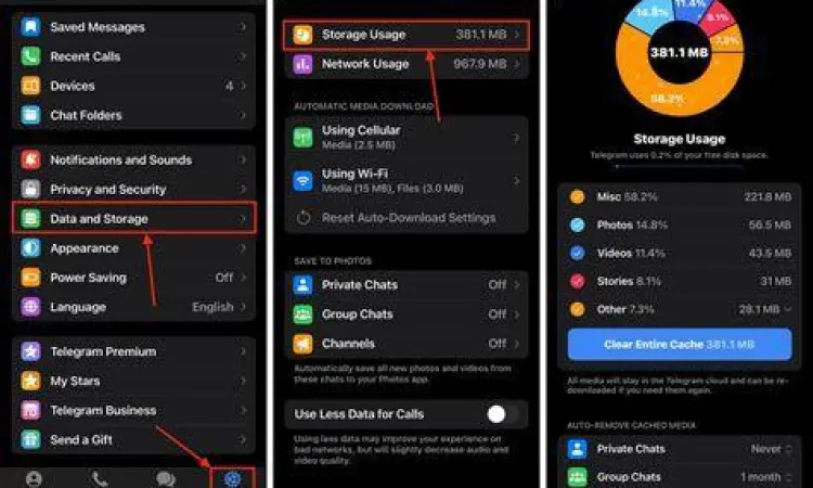 Tampilan penggunaan penyimpanan di smartphone