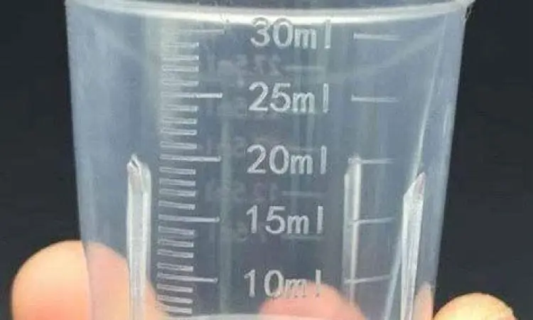 Alat Takar Obat Presisi Gelas takar obat cair dengan skala mililiter