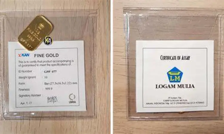 Contoh sertifikat emas antam asli