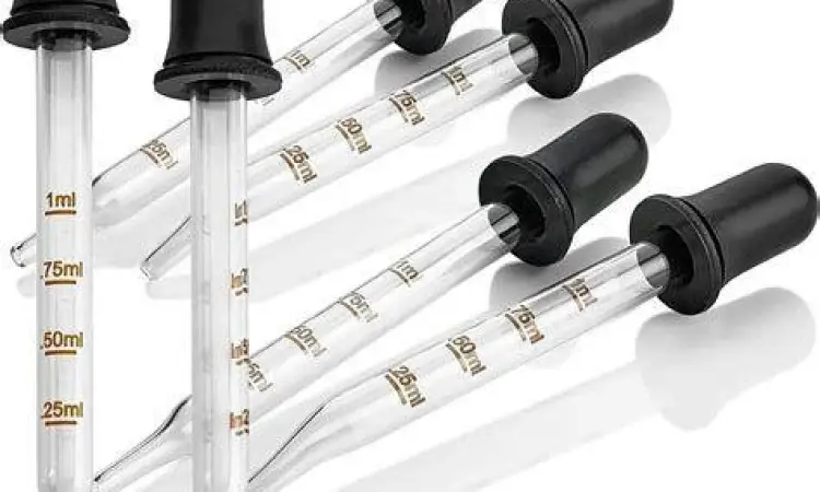 Alat Takar Obat Pipet tetes obat yang menunjukkan skala mililiter untuk dosis mg