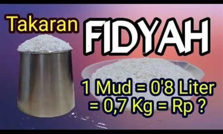 Ilustrasi takaran satu mud menggunakan beras dalam wadah