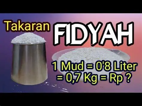 Takaran Mud Beras Ilustrasi takaran satu mud menggunakan beras dalam wadah