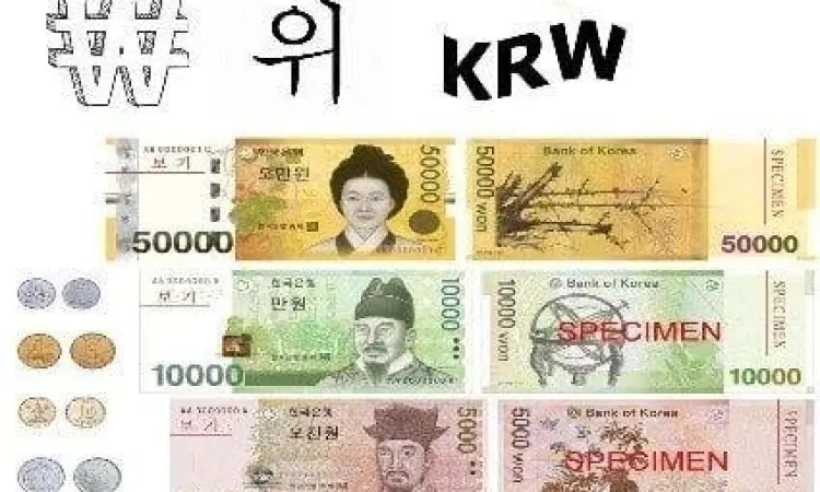 Lembaran uang Won Korea Selatan nominal besar