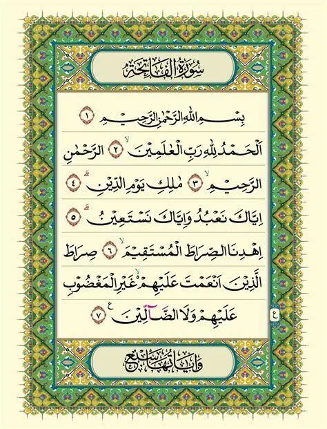 Surat Al-Fatihah Pembuka Juz 1 Tampilan surat Al-Fatihah dalam mushaf Al-Quran