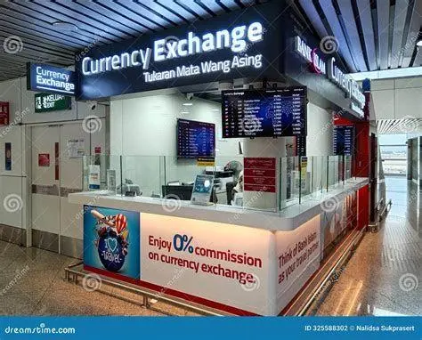 Lokasi Penukaran Mata Uang Konter penukaran uang di bandara internasional