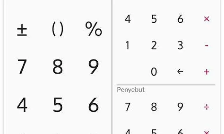 Perhitungan Pecahan 1/3 Kalkulator menampilkan hasil pembagian satu per tiga