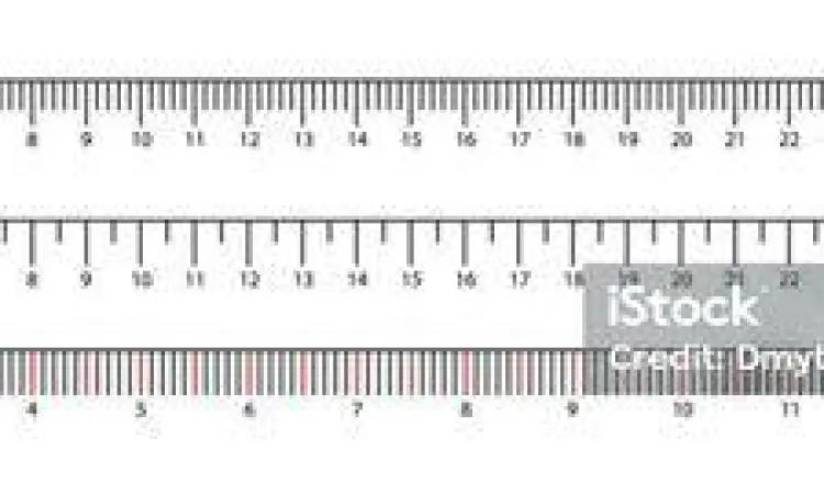 Tampilan dekat skala penggaris metrik