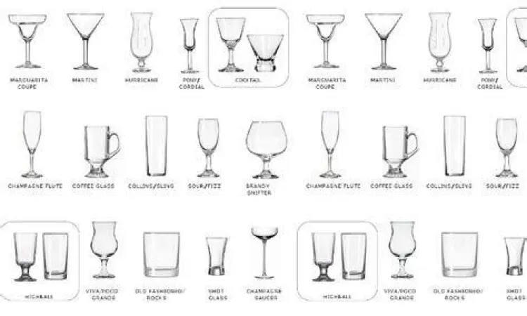 Perbandingan berbagai jenis gelas air dalam mililiter