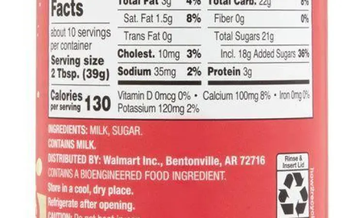 Nutrisi SKM Sachet Label nutrisi pada kemasan susu kental manis