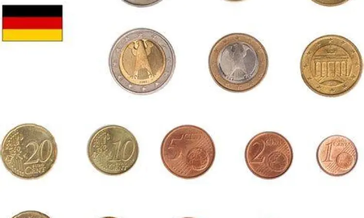 Uang kertas dan koin Euro Jerman