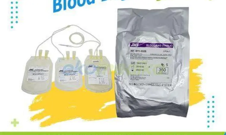 Visualisasi kantong darah standar PMI volume 350cc