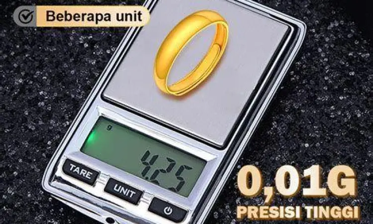 Timbangan emas digital menunjukkan angka 3.33 gram