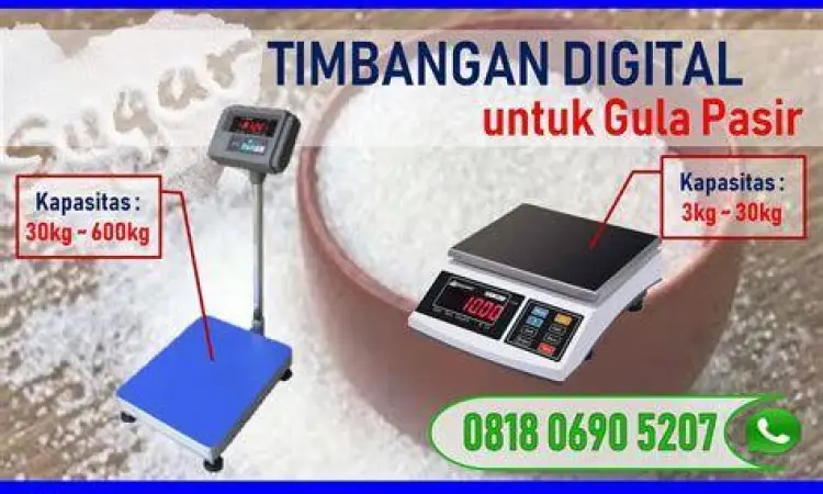 Timbangan Gula Pasir 1 KG Menimbang gula pasir 1 kg menggunakan timbangan digital